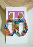 Multi Color Statement Acrylic Colorful Resin Lucite Big Dangle Earrings - Mia