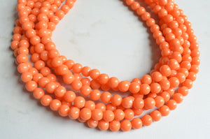 Orange Coral Acrylic Lucite Bead Chunky Statement Necklace - Alana