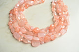 Peach Pink Lucite Bead Acrylic Chunky Multi Strand Statement Necklace - Valerie