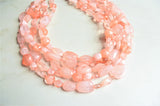 Peach Lucite Bead Acrylic Chunky Multi Strand Statement Necklace - Valerie