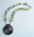 Green Black Stone Long Boho Pendant Statement Necklace - Ultimo