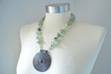 Green Black Stone Long Boho Pendant Statement Necklace - Ultimo