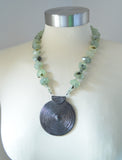 Green Black Stone Long Boho Pendant Statement Necklace - Ultimo