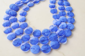 Cobalt Blue Lucite Acrylic Beaded Multi Strand Chunky Statement Necklace - Charlotte