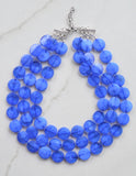 Cobalt Blue Lucite Acrylic Beaded Multi Strand Chunky Statement Necklace - Charlotte