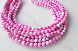 Pink White Acrylic Lucite Bead Chunky Statement Necklace - Alana