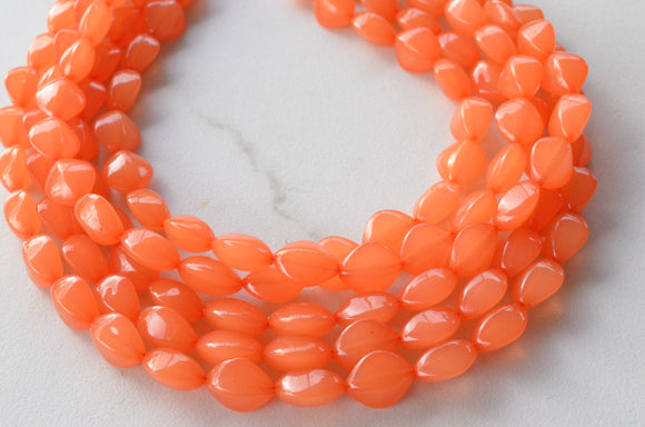 Orange Statement Lucite Beaded Chunky Multi Strand Necklace - Minnie