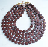 Brown Wood Bead Multi Strand Chunky Statement Necklace - Charlotte