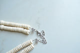 White Yellow Wood Bead Chunky Statement Necklace - Riley