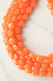 Orange Statement Lucite Beaded Chunky Multi Strand Necklace - Minnie