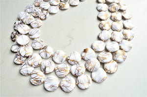 White Gold Lucite Beaded Chunky Statement Necklace - Charlotte