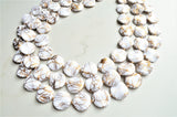 White Gold Lucite Beaded Chunky Statement Necklace - Charlotte