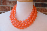 Orange Statement Lucite Beaded Chunky Multi Strand Necklace - Minnie