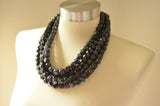 Red Beaded Multi Strand Acrylic Statement Necklace - Verti