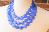 Cobalt Blue Lucite Acrylic Beaded Multi Strand Chunky Statement Necklace - Charlotte