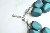 Dark Green Rubber Matte Beaded Multi Strand Statement Necklace - Nikki