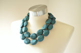 Dark Green Rubber Matte Beaded Multi Strand Statement Necklace - Nikki