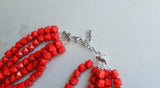 Red Acrylic Bead Chunky Multi Strand Statement Necklace - Lexi