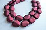 Dark Red Rubber Bead Matte Multi Strand Statement Necklace - Nikki