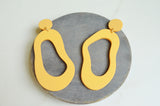 Yellow Big Abstract Large Acrylic Matte Statement Dangle Earrings