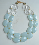 Mint Green Statement Beaded Acrylic Chunky Necklace - Ruby