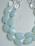 Mint Green Statement Beaded Acrylic Chunky Necklace - Ruby