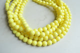 Yellow Acrylic Bead Chunky Multi Strand Statement Necklace - Alana
