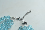 Light Blue Faceted Acrylic Beaded Multi Strand Statement Necklace - Angelina