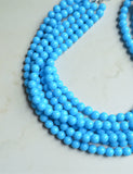 Turquoise Blue Acrylic Lucite Bead Chunky Multi Strand Statement Necklace - Alana