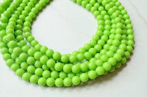Green Yellow Acrylic Lucite Bead Chunky Multi Strand Statement Necklace - Alana