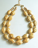Gold Shell Acrylic Bead Multi Strand Chunky Statement Necklace - Seaside