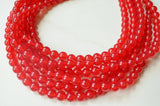 Red Beaded Acrylic Lucite Chunky Multi Strand Statement Necklace - Alana