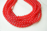 Red Beaded Acrylic Lucite Chunky Multi Strand Statement Necklace - Alana