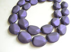 Navy Blue Purple Matte Acrylic Bead Multi Strand Statement Necklace - Nikki