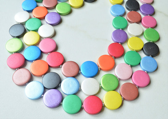 Multi Color Wood Chunky Wooden Multi Strand Statement Necklace - Charlotte