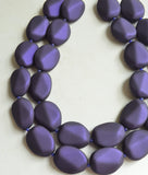 Navy Blue Purple Matte Acrylic Bead Multi Strand Statement Necklace - Nikki