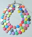 Multi Color Wood Chunky Wooden Multi Strand Statement Necklace - Charlotte