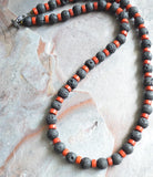 Brown Black Lava Rock Mens Bead Long Surfer Necklace - Mac