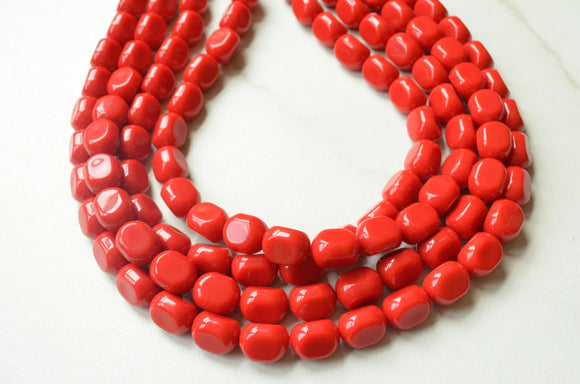 Cherry Red Lucite Acrylic Bead Chunky Statement Necklace Jewelry Women - Leslie