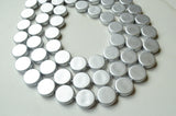 Silver Statement Lucite Bead Necklace Chunky Multi Strand Necklace - Charlotte