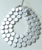 Silver Statement Lucite Bead Necklace Chunky Multi Strand Necklace - Charlotte