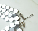 Silver Statement Lucite Bead Necklace Chunky Multi Strand Necklace - Charlotte