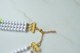 Neon White Acrylic Bead Multi Color Lucite Statement Necklace - Tanya