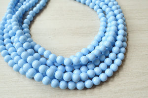 Light Blue Acrylic Lucite Bead Chunky Multi Strand Statement Necklace - Alana