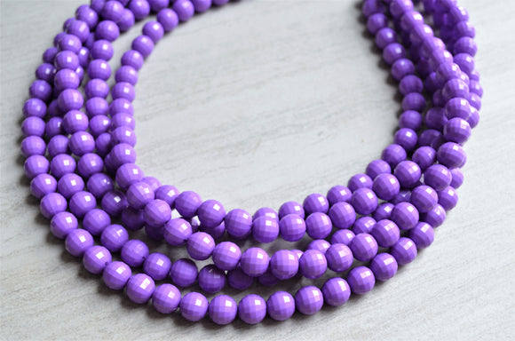 Purple Statement Beaded Lucite Chunky Multi Strand Necklace - Angelina