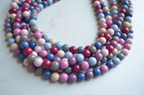 Multi Color Acrylic Lucite Bead Chunky Multi Strand Statement Necklace - Alana