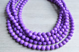 Purple Statement Beaded Lucite Chunky Multi Strand Necklace - Angelina