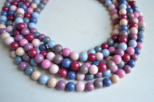 Multi Color Acrylic Lucite Bead Chunky Multi Strand Statement Necklace - Alana