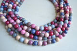 Multi Color Acrylic Lucite Bead Chunky Multi Strand Statement Necklace - Alana