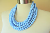 Light Blue Acrylic Lucite Bead Chunky Multi Strand Statement Necklace - Alana